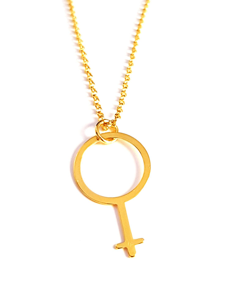Stilren kvinnosymbol - Hänge / halsband, guldpläterat silver 925