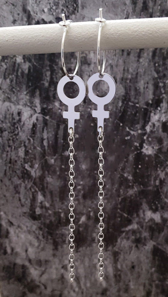 Feministörhängen kedja - Silver 925