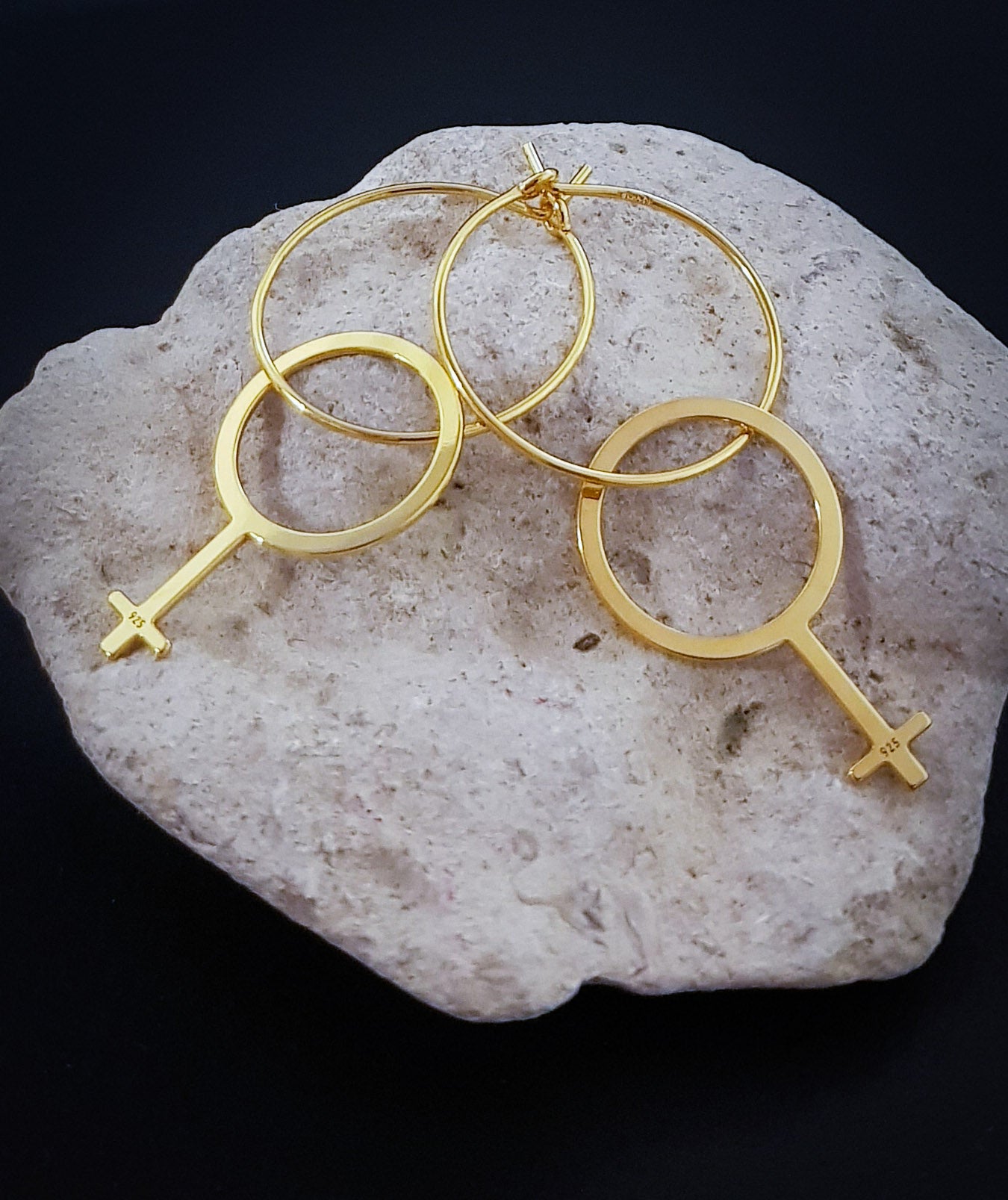 Örhängen Ringar Feminist, Guldplätering