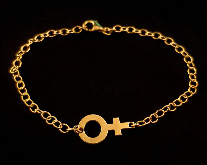 Armband liggande kvinnosymbol - Guldpläterat Silver 925