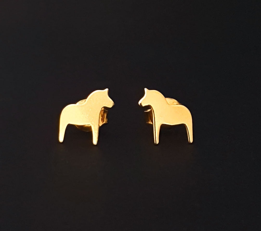 Dalahäst, Örhängen - Guldpläterat Silver 925