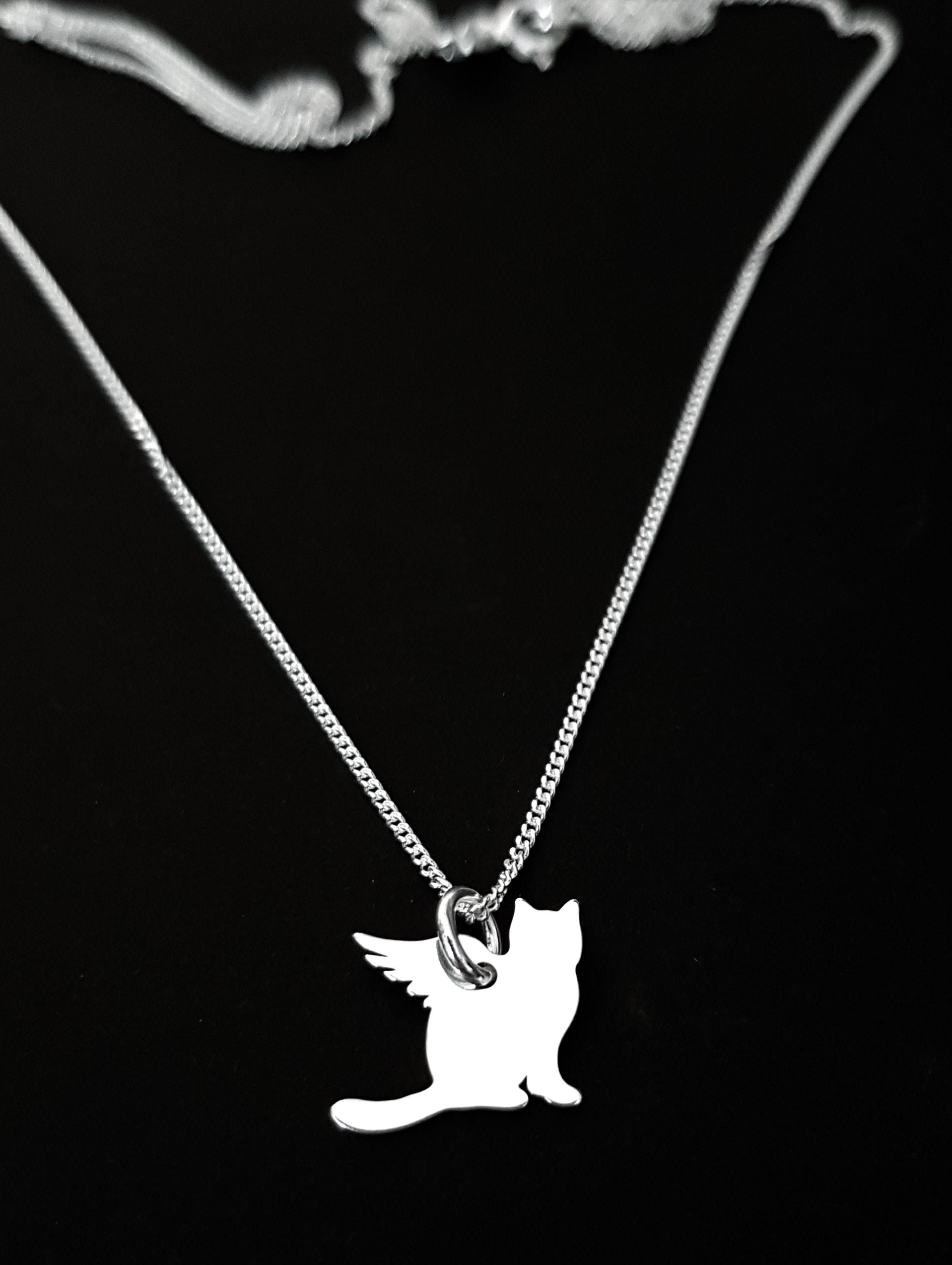Hänge, Katt med vingar - small - Sterling silver 925