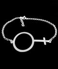 Armband med stor kvinnosymbol, Sterling silver