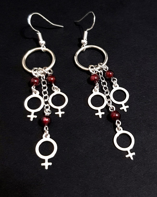 Örhängen - Drömfångare med Kvinnosymboler och granater