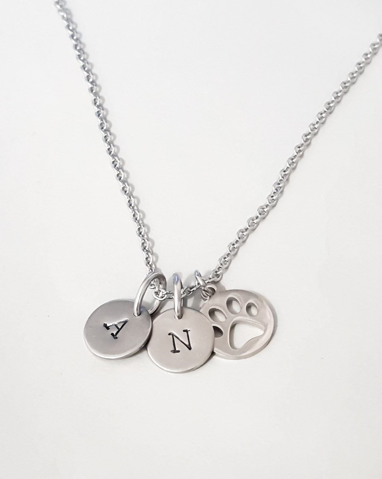 Bokstavshalsband med tass, rostfritt stål