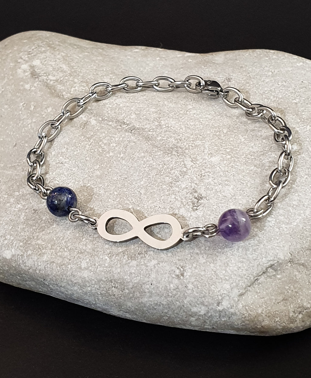 Armband, evighetssymbol och månadsstenar - Stål