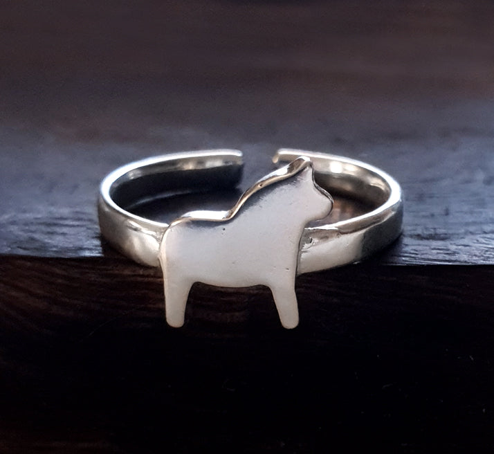 Fingerring Dalahäst - Reglerbar storlek - Sterling silver 925