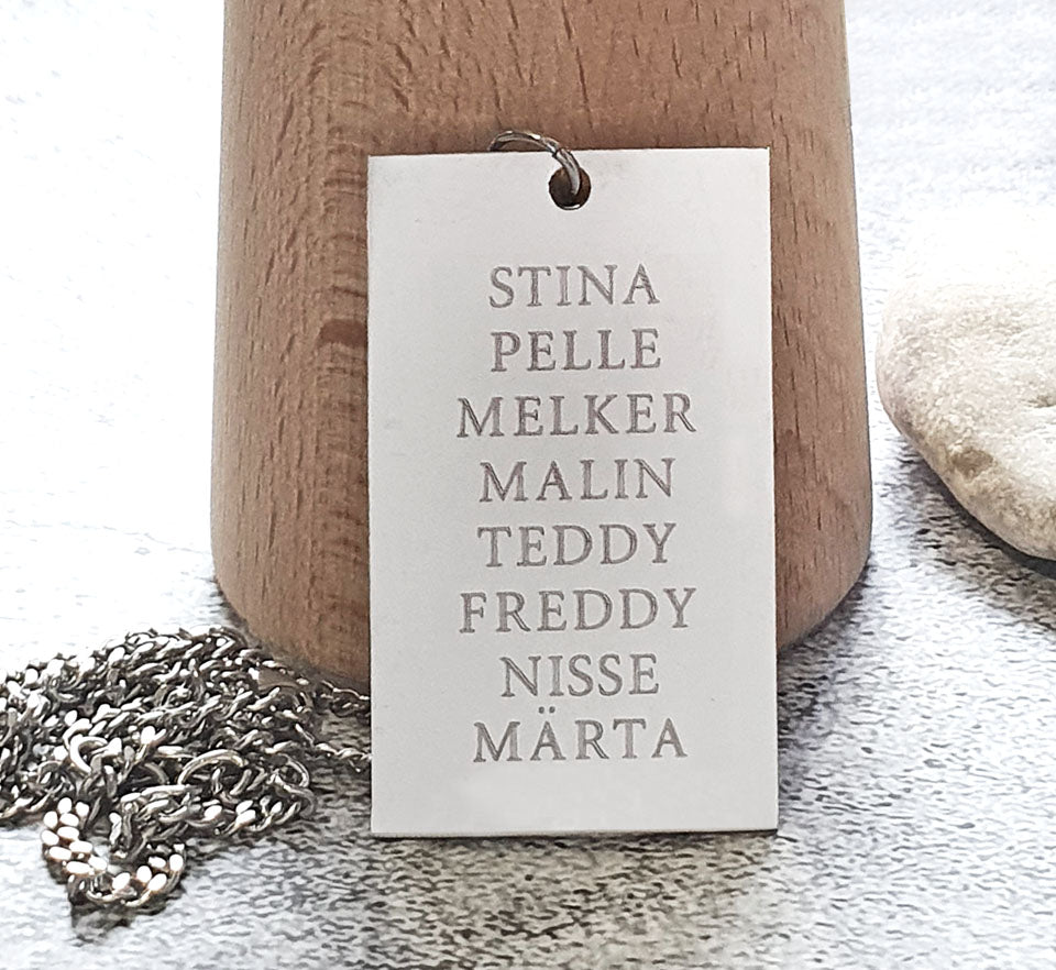 Namnhalsband Stor bricka, Rostfritt stål