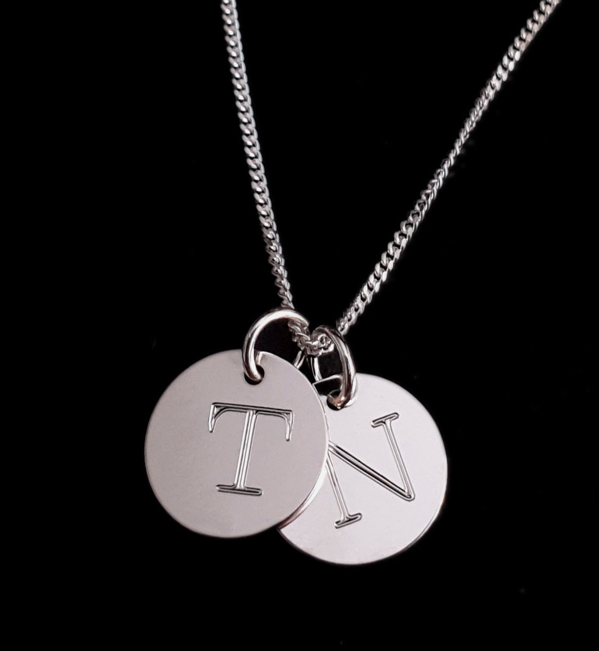 Runt hänge med Bokstav - Sterling silver 925