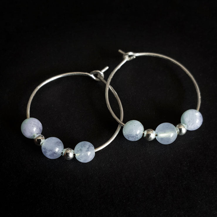 Akvamarin Hoops - örhängen, Sterling silver 925
