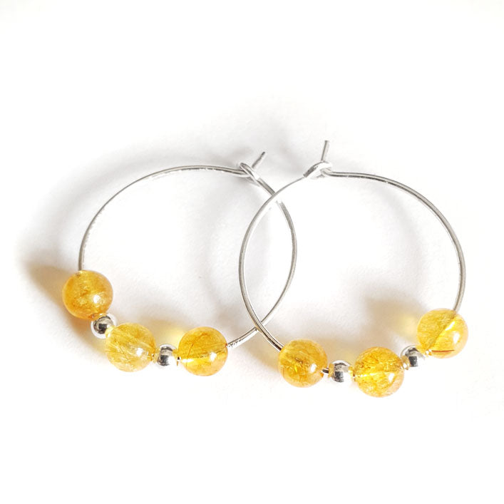 Citrin Hoops - örhängen, Sterling silver 925