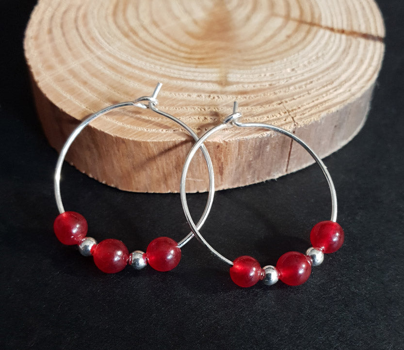 Jade Hoops - örhängen, Sterling silver 925