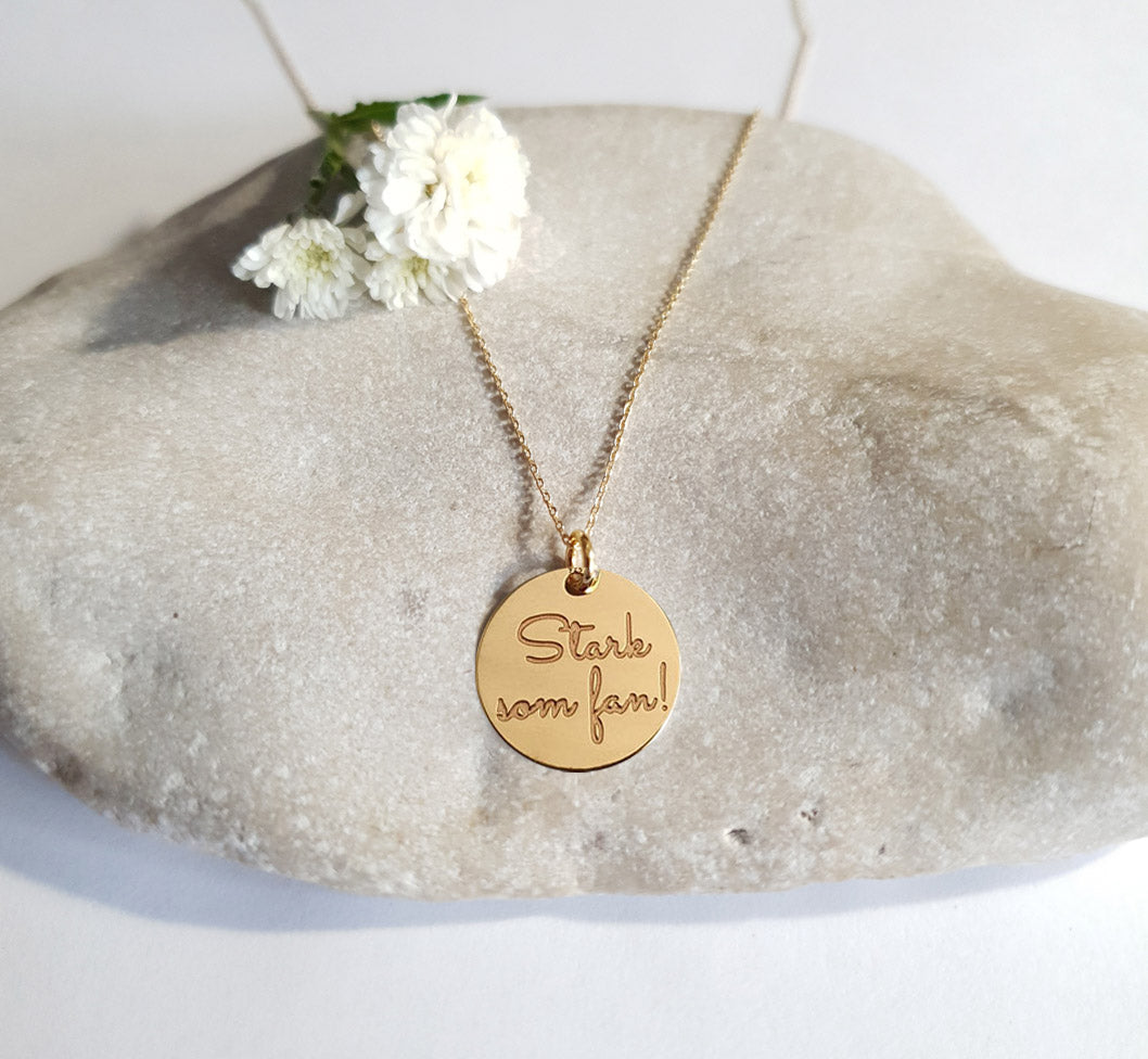 Hänge "Stark som fan!" - 14K  guld