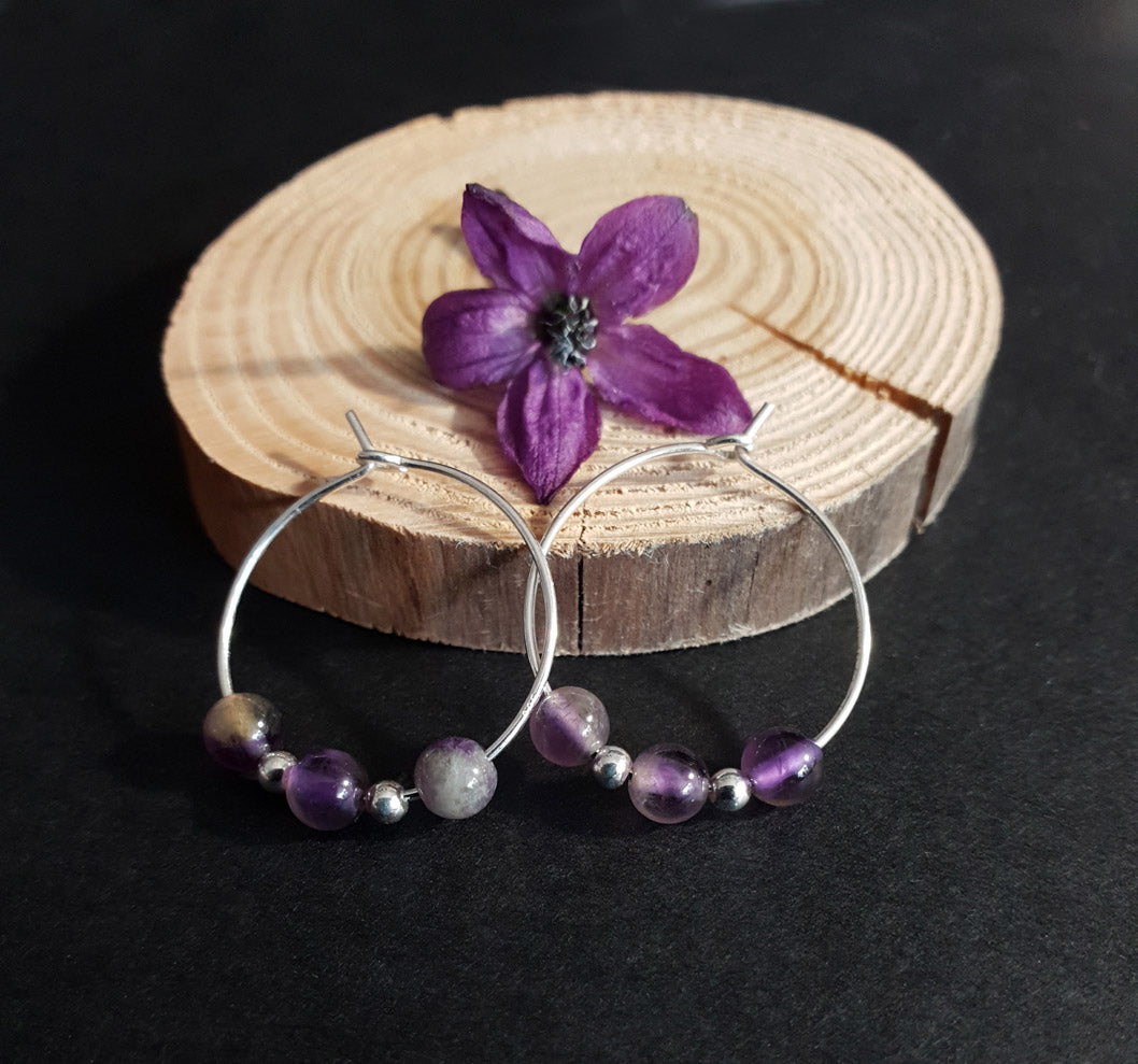 Ametist Hoops - örhängen, Sterling silver 925