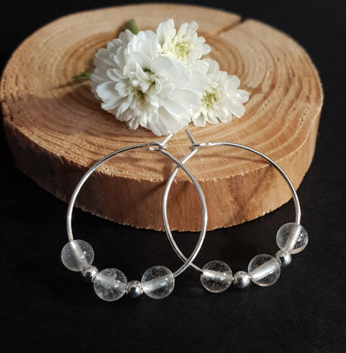 Bergkristall  Hoops - örhängen, Sterling silver 925