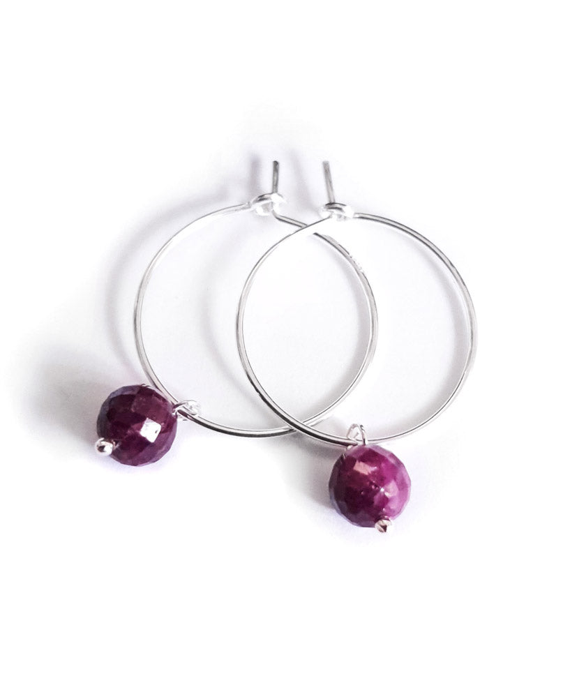 Örhängen med äkta rubin -  Månadssten Juli, Silver 925