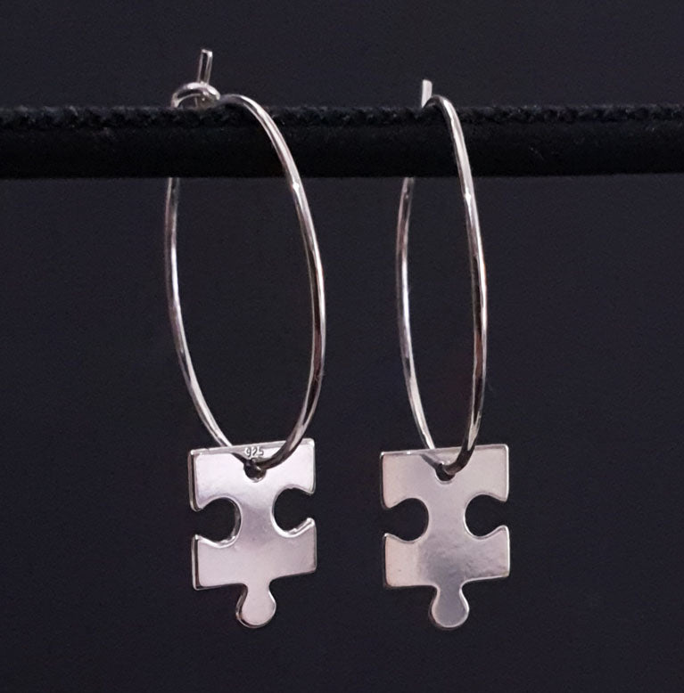 Örhängen - Hoops med pusselbitar - Silver 925