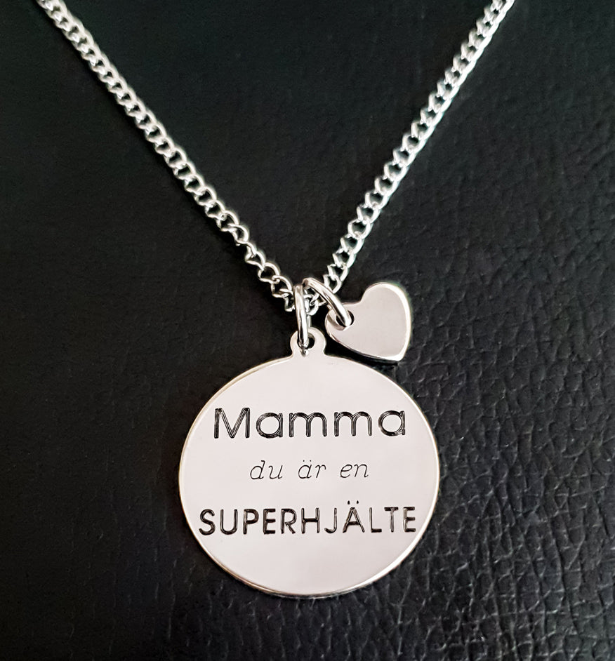 Mamma du är en superhjälte - Halsband Rostfritt stål
