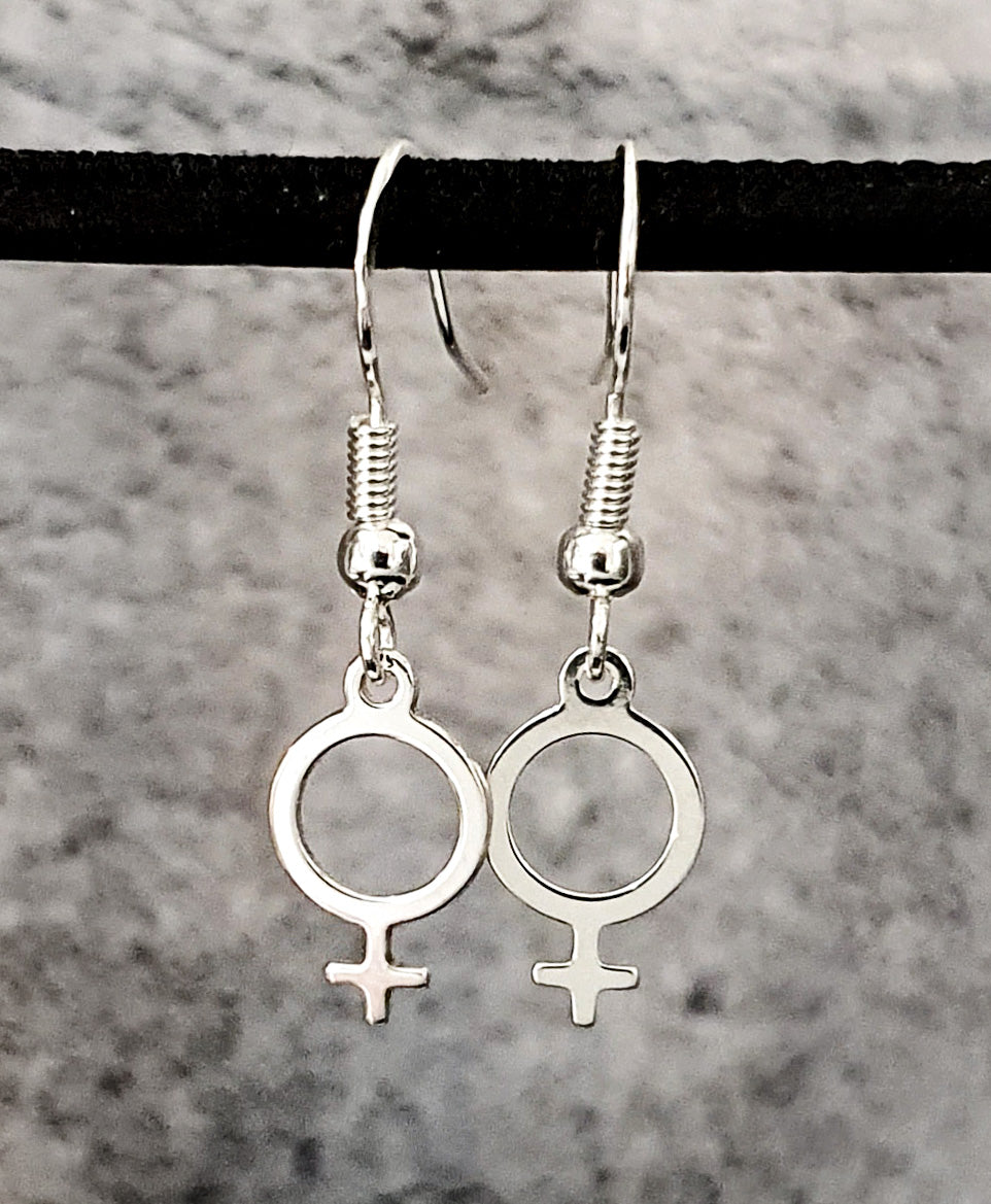 Öronkrokar med kvinnosymbol - Sterling silver 925