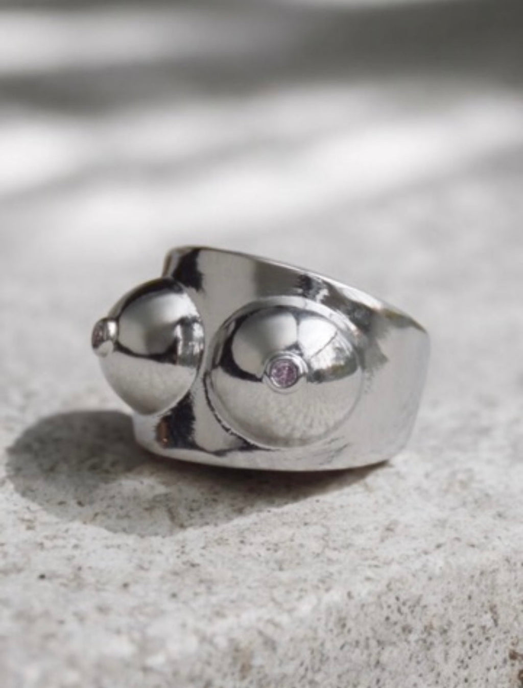 Boobs silver ring