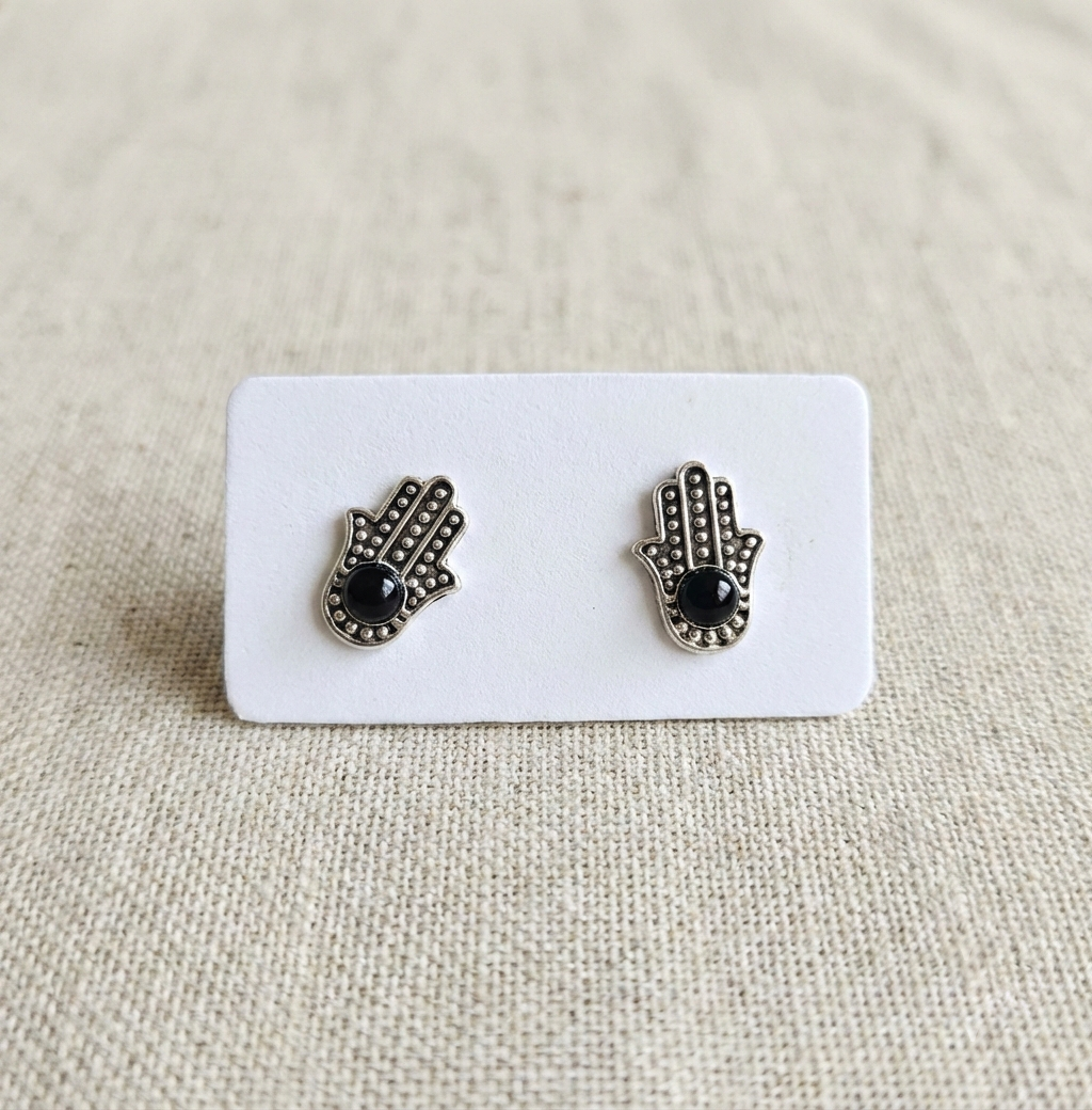 Silverörhängen Hamsahand / Fatimas hand i Äkta Silver 925
